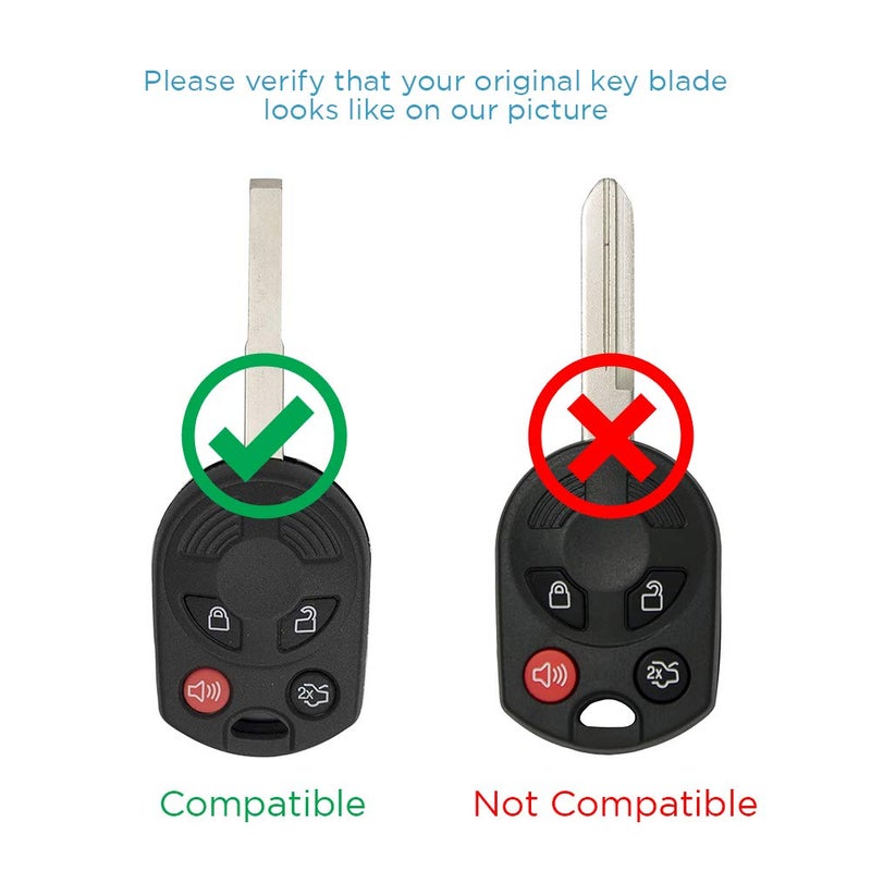 Keyless2Go Replacement for New Uncut Keyless Remote Head Key Fob Ford Focus Escape Transit CMax OUCD6000022 164-R8046 - Image 5